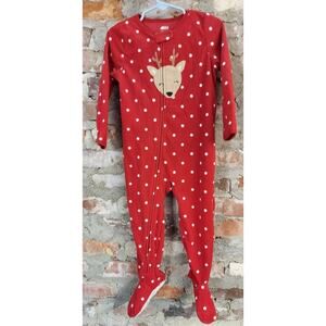 Carters Fleece Footie Pajamas Girls Sz 2t Reindeer Christmas PJs Polka Dots 34
